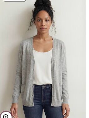 Jessica London Light Gray Button-Front Cardigan